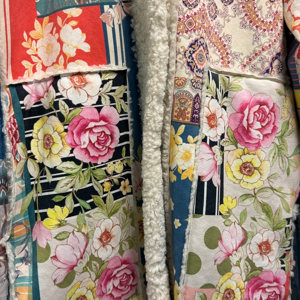 Johnny Was Multicolor Patchwork Teddy Jacket-Kerr… - image 3